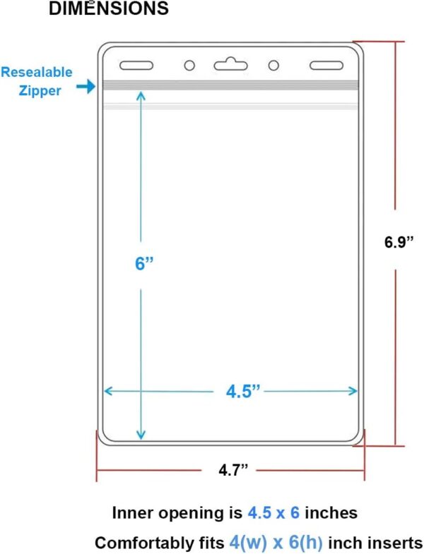 50 Pack Waterproof Passport Holder(Extra Large, Fit 4x6 in Insert), Vertical Name Badge Holder, Vinyl Plastic VIP Badge Holder, Clear Back Stage Badge Holder Bulk - Imagen 5