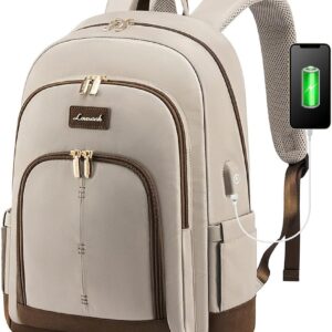 LOVEVOOK Travel Laptop Backpack Women,15.6 Inch Water Resistant Travel Backpack for Women,Work Computer Back Pack for College Business,Khaki…