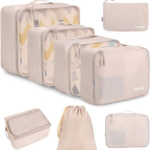 BAGAIL 8 Set Packing Cubes Luggage Packing Organizers for Travel Accessories-Cream