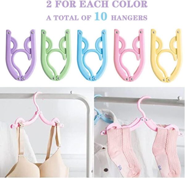 10 Pcs Travel Hangers - Cruise Ship Essentials Portable Folding Clothes Hangers Travel Accessories Foldable Clothes Drying Rack for Travel (Colorful 10pcs) - Imagen 3