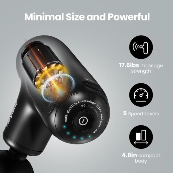 Super Mini Massage Gun, 4.8IN Small Travel Pain Relief Handheld Portable Massager, Full Body Recovery & Relief for Outdoors, USB Charging, 5 Speeds,Gifts for Men&Women - Imagen 7