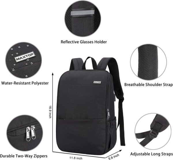 MAXTOP Deep Storage Laptop Backpack with USB Charging Port[Water Resistant] College Computer Bookbag Fits 15 Inch Laptop Black - Imagen 7