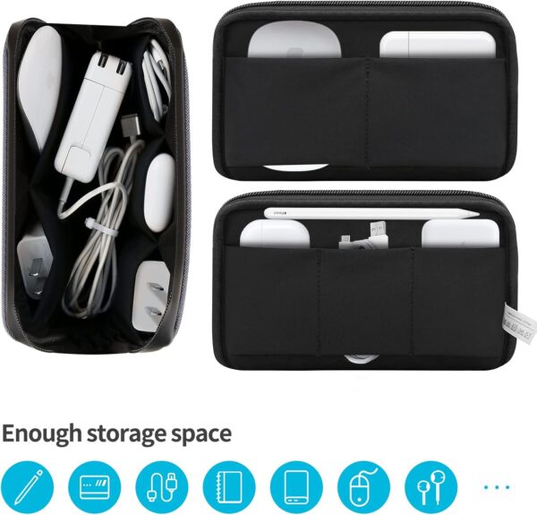 Electronic Organizer, Travel cable Electronic Organizer Case Bag,Waterproof Organizer Small Storage Backpack Charger Organizer for Cord, Hard Disk, Power Bank（Blue） - Imagen 5