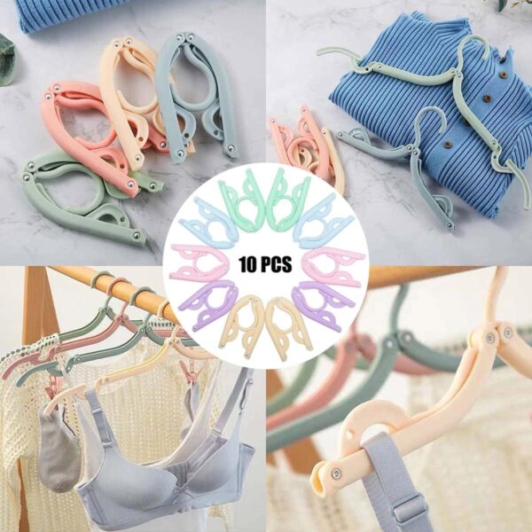 10 Pcs Travel Hangers - Cruise Ship Essentials Portable Folding Clothes Hangers Travel Accessories Foldable Clothes Drying Rack for Travel (Colorful 10pcs) - Imagen 2