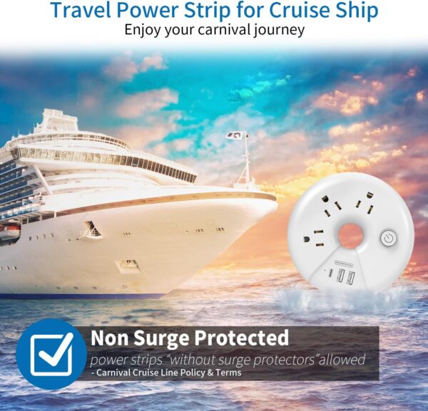 Travel Power Strip, NTONPOWER 3 Outlets 3 USB Portable Desktop Charging Station Short Extension Cord 3ft for Office, Home, Hotels, Cruise Ship, Nightstand, White - Imagen 5