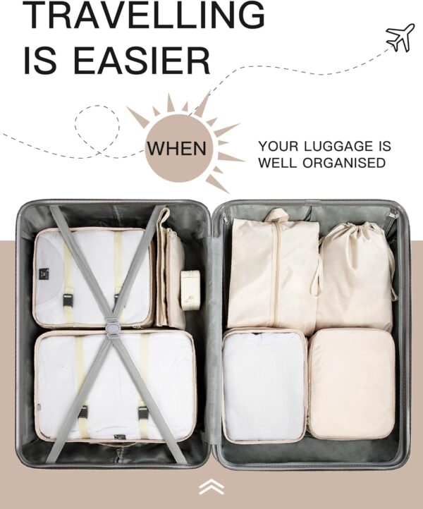 9 Set Packing Cubes for Carry on Suitcase Travel Organizer Bags for Luggage Suitcase Organizer Bags Packing Cube Set for Packing Women Men (Beige) - Imagen 3