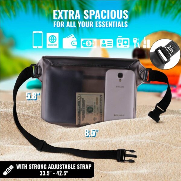 AiRunTech Waterproof Fanny Pack,Waterproof Pouch for Phone Passport Wallet Purse with Waist Strap,Floating Waterproof Bags for Travel Beach Swimming Kayaking Boating Pool Accessories - Imagen 3