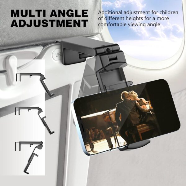 Perilogics Universal in Flight Airplane Phone Holder Mount. Hands Free Viewing with Multi-Directional Dual 360 Degree Rotation. Pocket Size Must Have Airplane Travel Essential Accessory for Flying - Imagen 3