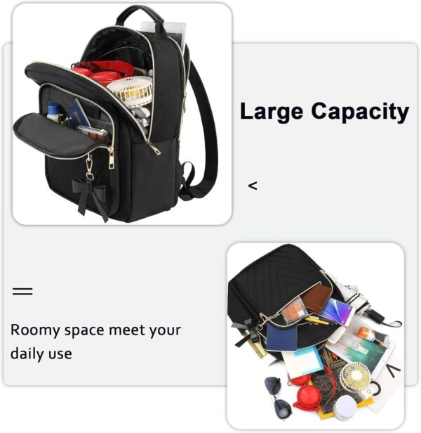 MATEIN Mini Backpack for Women, Waterproof Stylish Daypack Purse Shoulder Bag with USB Charging Port, Lightweight Small Casual Daily Travel Backpack, Lady Girls Gifts for Work School, 2pcs Sets, Black - Imagen 4