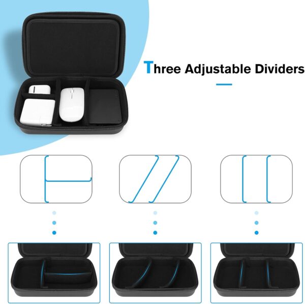 ProCase Hard Travel Electronic Organizer Case for MacBook Power Adapter Chargers Cables Power Bank Apple Magic Mouse Apple Pencil USB Flash Disk SD Card Small Portable Accessories Bag -L, Black - Imagen 4