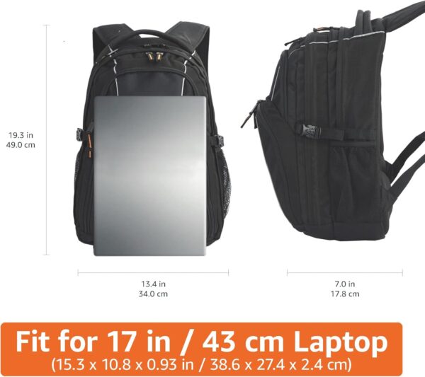 Amazon Basics Laptop Backpack Fits Up to 17-Inch Laptops, Black - Imagen 2