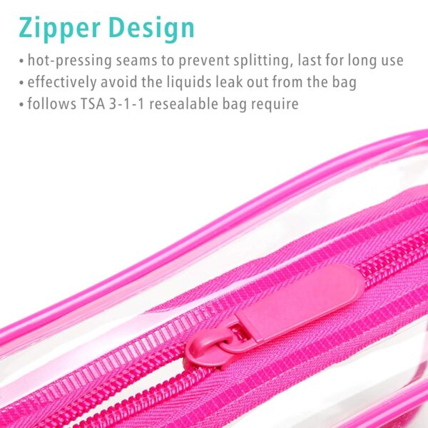 F-color TSA Approved Toiletry Bag 5 Pack Clear Toiletry Bags - Quart Size Travel Bag, Clear Cosmetic Makeup Bags for Women Men, Carry on Airport Airline Compliant Bag, 5 Colors - Imagen 5