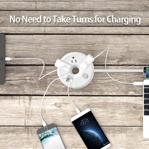 Travel Power Strip, NTONPOWER 3 Outlets 3 USB Portable Desktop Charging Station Short Extension Cord 3ft for Office, Home, Hotels, Cruise Ship, Nightstand, White - Imagen 3