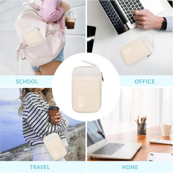 Electronics Travel Organizer,Portable Waterproof Electronic Travel Storage Bag for Small Charging Cord Storage,Charger,Small Electronics,SD Card etc,for Travel,Business -Beige - Imagen 6