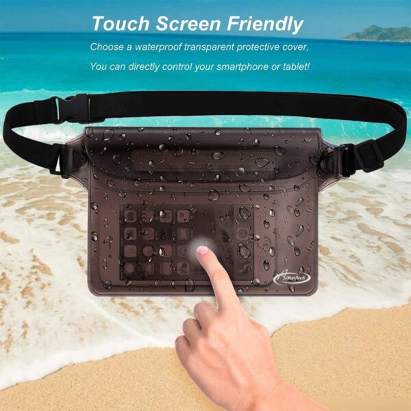 AiRunTech Waterproof Fanny Pack,Waterproof Pouch for Phone Passport Wallet Purse with Waist Strap,Floating Waterproof Bags for Travel Beach Swimming Kayaking Boating Pool Accessories - Imagen 6