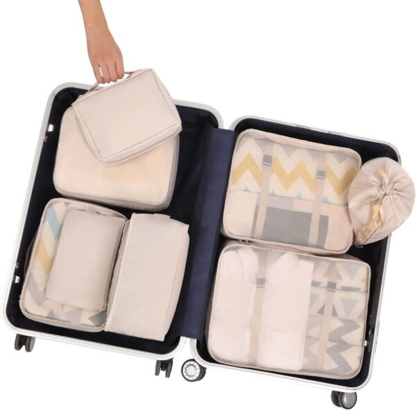 BAGAIL 8 Set Packing Cubes Luggage Packing Organizers for Travel Accessories-Cream - Imagen 5