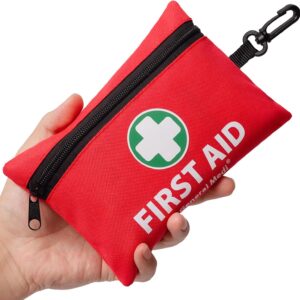 General Medi Mini First Aid Kit, 110 Piece Small First Aid Kit – Includes Emergency Foil Blanket, Scissors for Travel, Home, Office, Vehicle, Camping, Workplace & Outdoor (Red)