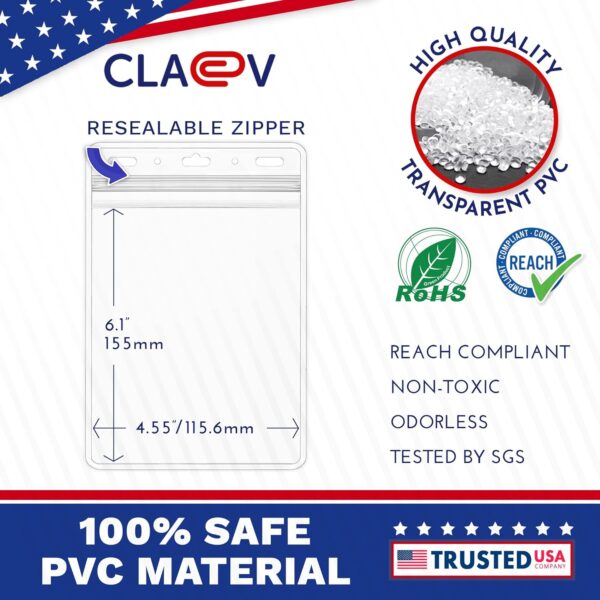 Claev Fast Seal Vertical 4x6 Passport & Card Holders (4x6 Extra Large (XXL), 250 Pack), Clear Waterproof ID Plastic Name Card Badge Holders for Travel, Conferences, Conventions - Imagen 3