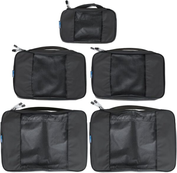 TravelWise Luggage Packing Organization Cubes 5 Pack, Black, 2 Small, 2 Medium, 1 Large - Imagen 2