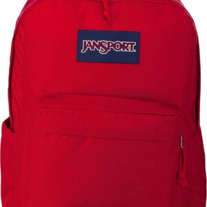 JanSport SuperBreak Plus Backpack with Padded 15-inch Laptop Sleeve and Integrated Bottle Pocket – Spacious and Durable Daypack for Work and Travel – Red Tape