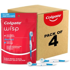 Colgate Max Fresh Wisp Disposable Mini Travel Toothbrushes, Peppermint, 24 Count (Pack of 4)