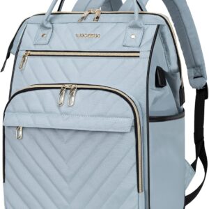 VANKEAN 17 Inch Laptop Backpack for Women Men Fashion Computer Work Bag, Large Capacity Waterproof, with USB Port & RFID Pockets, College Daypack Business Travel Backpack, Light Blue