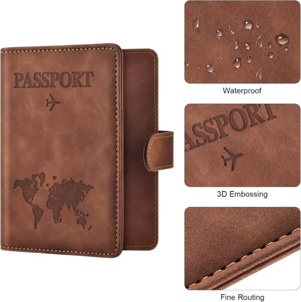 Eoehro Passport Holder for Travel Essentials, Passport Wallet Cover Case for Travel Must Haves Accessories,Passport Book Holders for Women and Men(brown) - Imagen 5