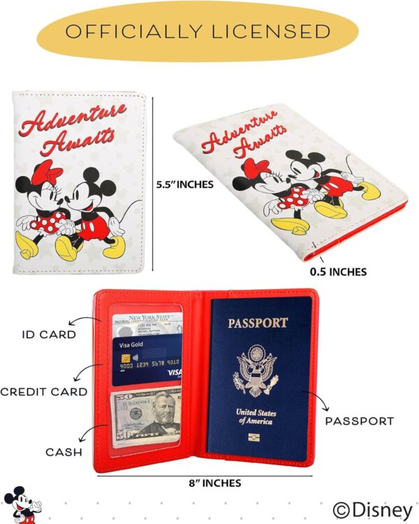 Disney Mickey & Minnie Mouse Passport Holder - Officially Licensed Passport Holder for Women - Travel Essentials for Women - Imagen 6