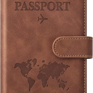 Eoehro Passport Holder for Travel Essentials, Passport Wallet Cover Case for Travel Must Haves Accessories,Passport Book Holders for Women and Men(brown)