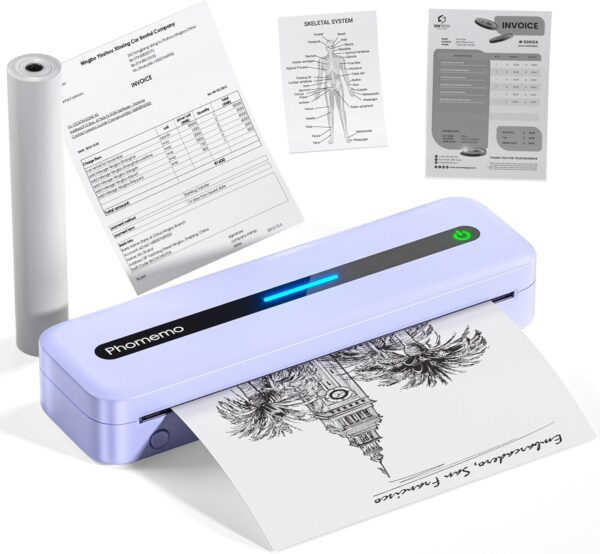 Phomemo M832 Portable Printers Wireless for Travel,Bluetooth Mobile Thermal Printer,Upgrade Inkless Printer Support 8.5'' x 11''&A4 Roll Paper for Office,Home,School,Compatible with Phone,Laptop