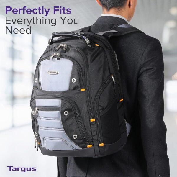 Targus Drifter II Laptop Backpack, Black/Gray - Backpack for Men, Business, Travel, Durable Water-Resistant Material Fits up to 17" Laptops (TSB239US) - Imagen 4