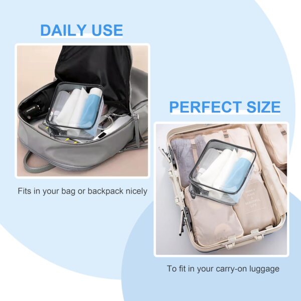 TSA Approved Toiletry Bag,2 Pack Clear Toiletry Bag, Quart Size Travel Bag TSA Approved,Clear Travel Bags for Toiletries,Clear Cosmetic Bags with Zipper, Carry on Travel Bag,Black - Imagen 7