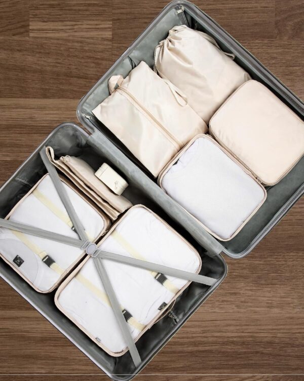 9 Set Packing Cubes for Carry on Suitcase Travel Organizer Bags for Luggage Suitcase Organizer Bags Packing Cube Set for Packing Women Men (Beige) - Imagen 7