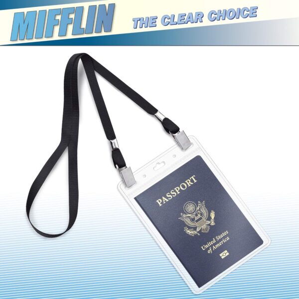 Mifflin-USA Passport & Card Holders (Clear, 4x6 Inches, 250 Pack), Extra Large ID Name Badge Holder, Zipperless Vertical Plastic Card Holders - Imagen 3