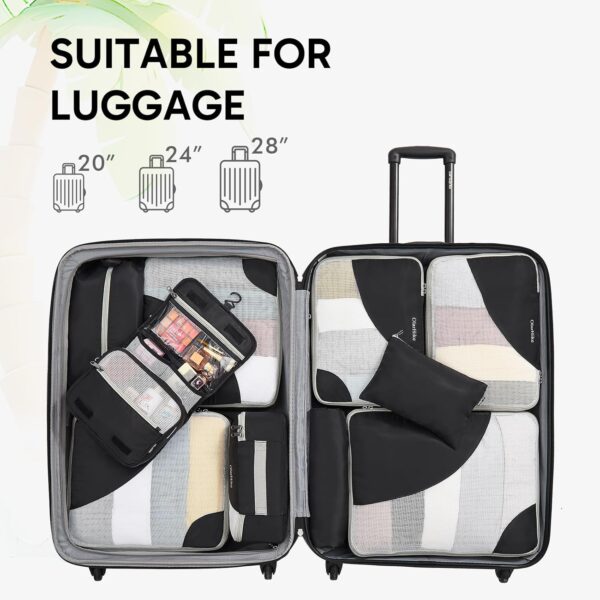 ALL INCLUDED 10 Set Sturdy Packing Cubes for Suitcases,OlarHike Travel Essentials,UPGRADED Anti-Tear Stitching, NEW Improved Luggage Packing Organizers for Travel Accessories(Black) - Imagen 7