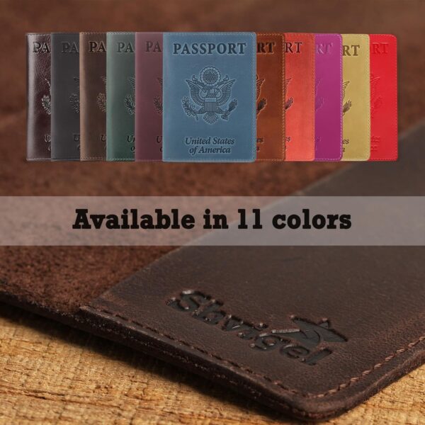 US Leather Passport Book Cover - Thin American Travel Passport Holder - Premium International USA Passport Protector Case for Women Men (Red) - Imagen 5