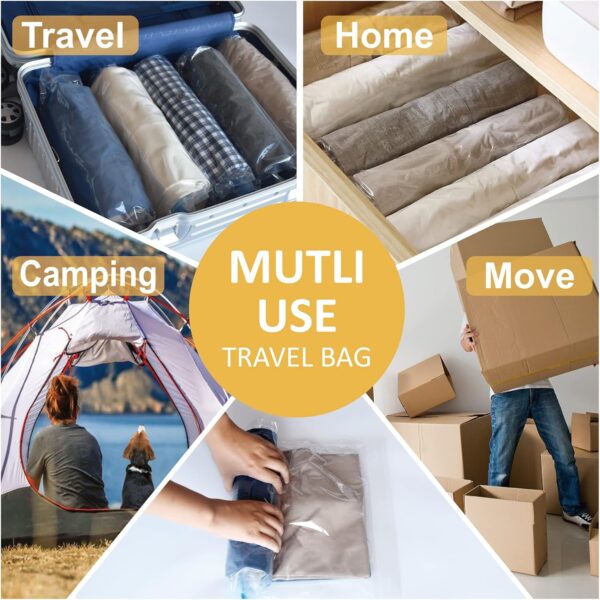 12 Hand Roll Up Compression Travel Bags-Space Saver Bags for Luggage and Cruises (5 Large, 5 Medium, 2 Small), No Vacuum Needed - Imagen 5