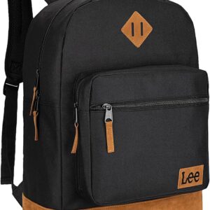 Lee Authentic Jeans Company Study Backpack for Class, Padded Laptop Sleeve Fits 15.6 Inch Notebook (Black)