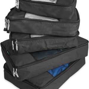 TravelWise Luggage Packing Organization Cubes 5 Pack, Black, 2 Small, 2 Medium, 1 Large