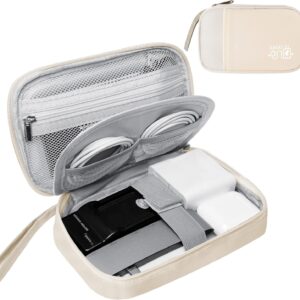 Electronics Travel Organizer,Portable Waterproof Electronic Travel Storage Bag for Small Charging Cord Storage,Charger,Small Electronics,SD Card etc,for Travel,Business -Beige