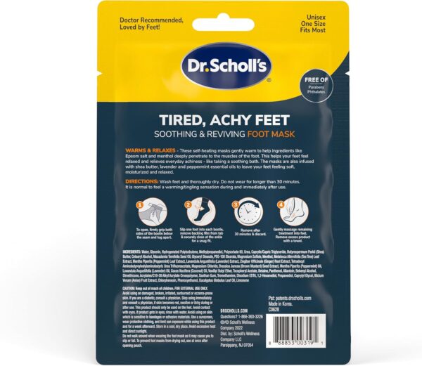 Dr. Scholl's® Tired, Achy Feet Soothing & Reviving Foot Mask, 3 Pair, Warming Booties - Imagen 7