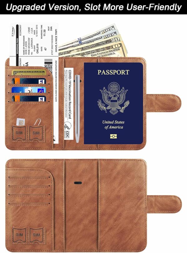 Airtag Passport Holder Cover Wallet Travel Essentials Leather Travel Wallet Rfid Blocking Case Vacation Travel Must Haves Travel Accessories for Men Women (117#Brown) - Imagen 2