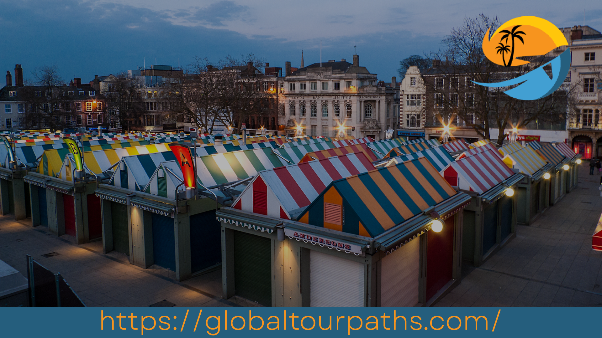 Christmas lights and traditional Hungarian holiday stalls