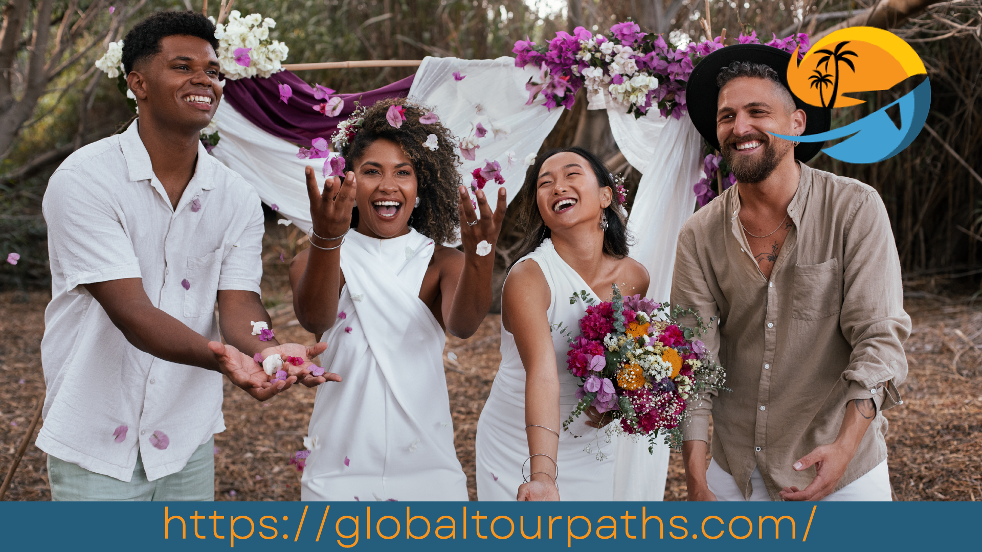 Couple enjoying beach wedding and honeymoon in one location