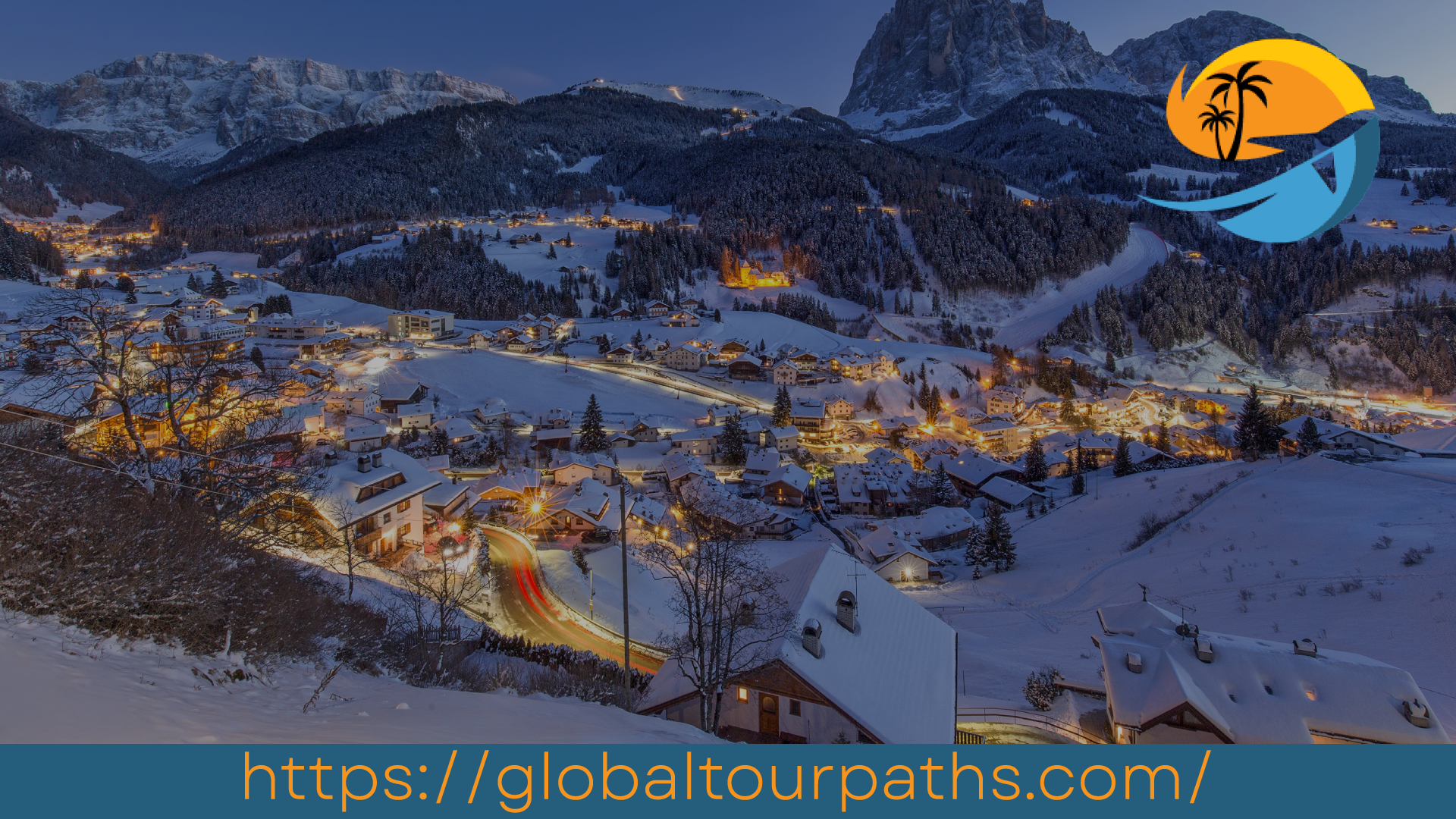 Snow-covered alpine town in Europe offering skiing, snowboarding, and festive Christmas markets