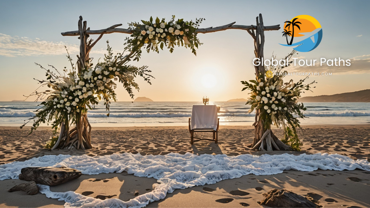 Local vendors arranging decor for destination wedding