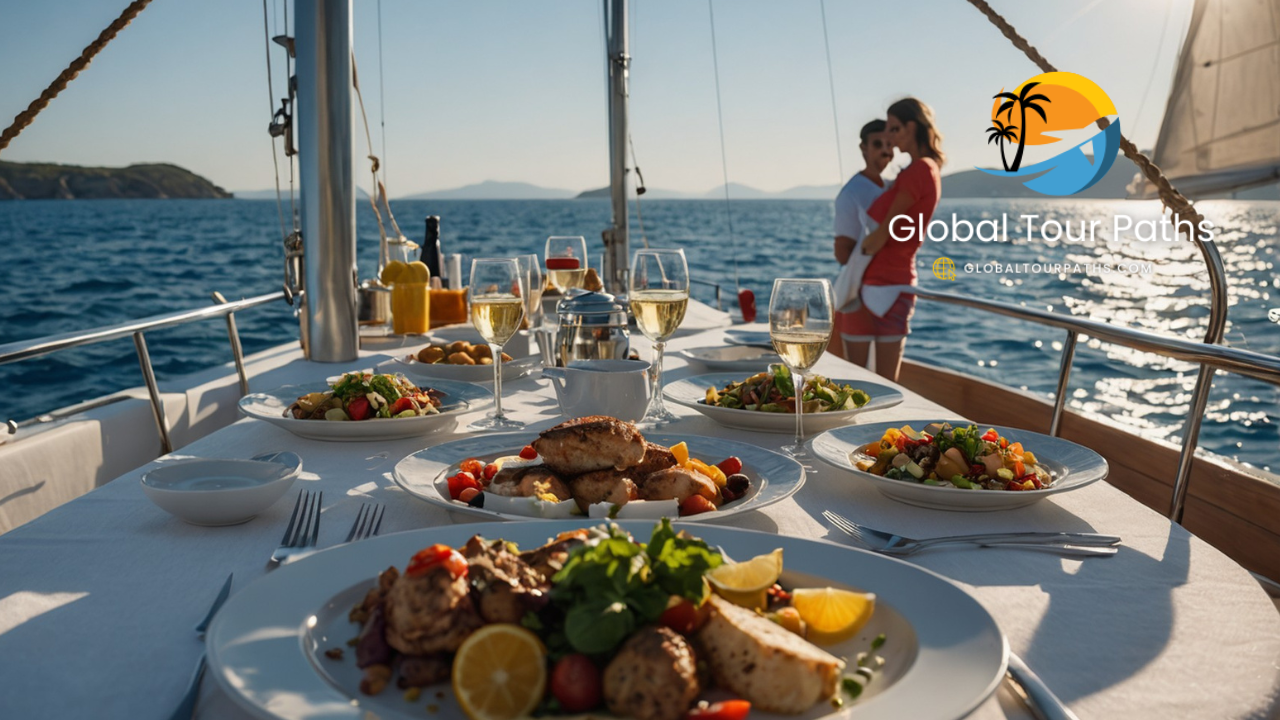 Experience the Best of Santorini: Catamaran Cruise with Food and Drinks